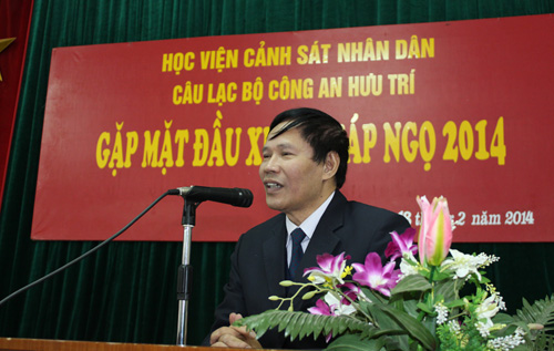 Đồng chí Nguyễn Trung Thành - Nguyên Giám Đốc Học viện CSND, Chủ tịch CLB Công an hưu trí Học viện CSND phát biểu tại buổi lễ