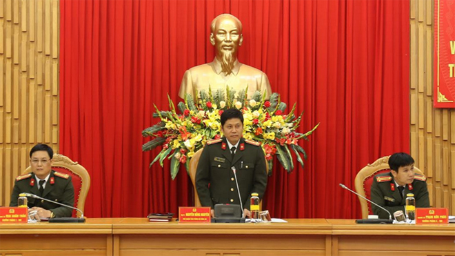 Đại tá Nguyễn Hồng Nguyên chủ trì Hội nghị thảo luận, tham gia góp ý về lĩnh vực tài chính, kế hoạch, hậu cần kỹ thuật vào văn kiện phục vụ Đại hội Công an toàn quốc lần thứ 75.