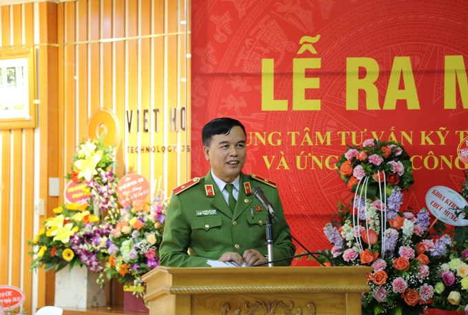 Thiếu tướng, GS.TS Nguyễn Đắc Hoan, Phó Giám đốc Học viện phát biểu tại lễ ra mắt Trung tâm
