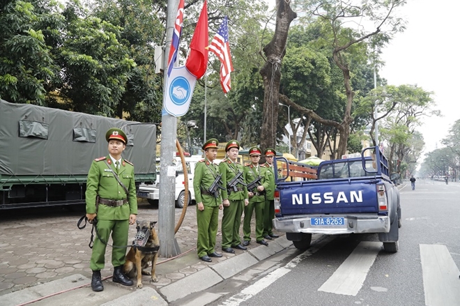 Lực lượng công an đảm bảo an ninh cho hội nghị Thượng đỉnh Mỹ - Triều tại Hà Nội.