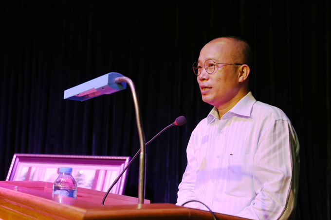 TS Nguyễn Minh Sử, Phó Giám đốc Học viện Tòa án phát biểu tại chương trình