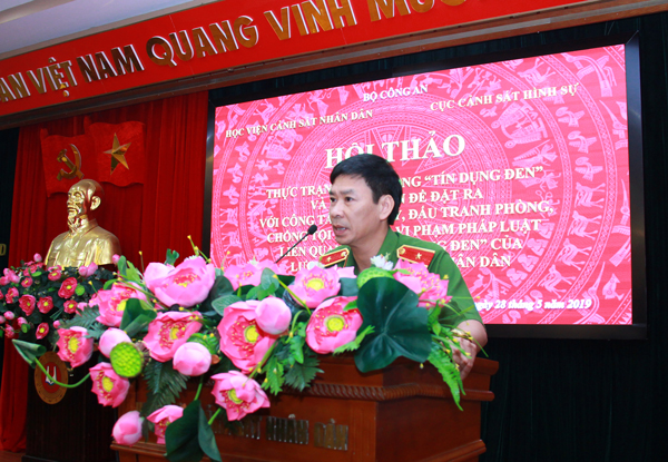 Thiếu tướng, GS.TS Trần Minh Hưởng, Giám đốc Học viện CSND phát biểu tại Hội thảo