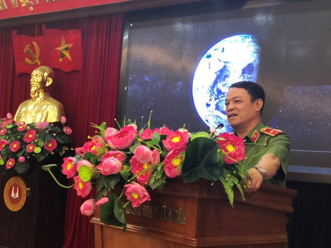 Thiếu tướng, PGS.TS Đặng Xuân Khang, Phó Giám đốc Học viện phát biểu tại buổi lễ