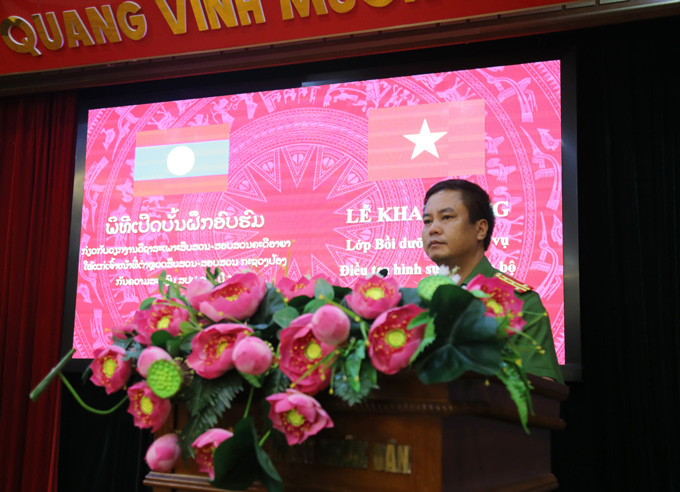 Đại tá, PGS.TS Phạm Công Nguyên, Phó Giám đốc Học viện phát biểu tại lễ Khai giảng