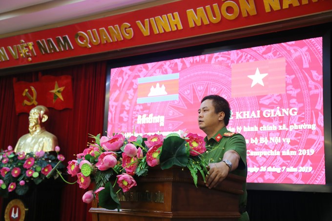 Đại tá, PGS.TS Phạm Công Nguyên, Phó Giám đốc Học viện CSND phát biểu tại buổi lễ