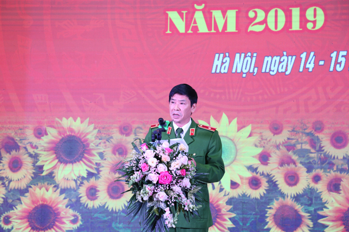 Thiếu tướng, GS. TS Trần Minh Hưởng, Giám đốc Học viện CSND phát biểu tại Lễ khai mạc