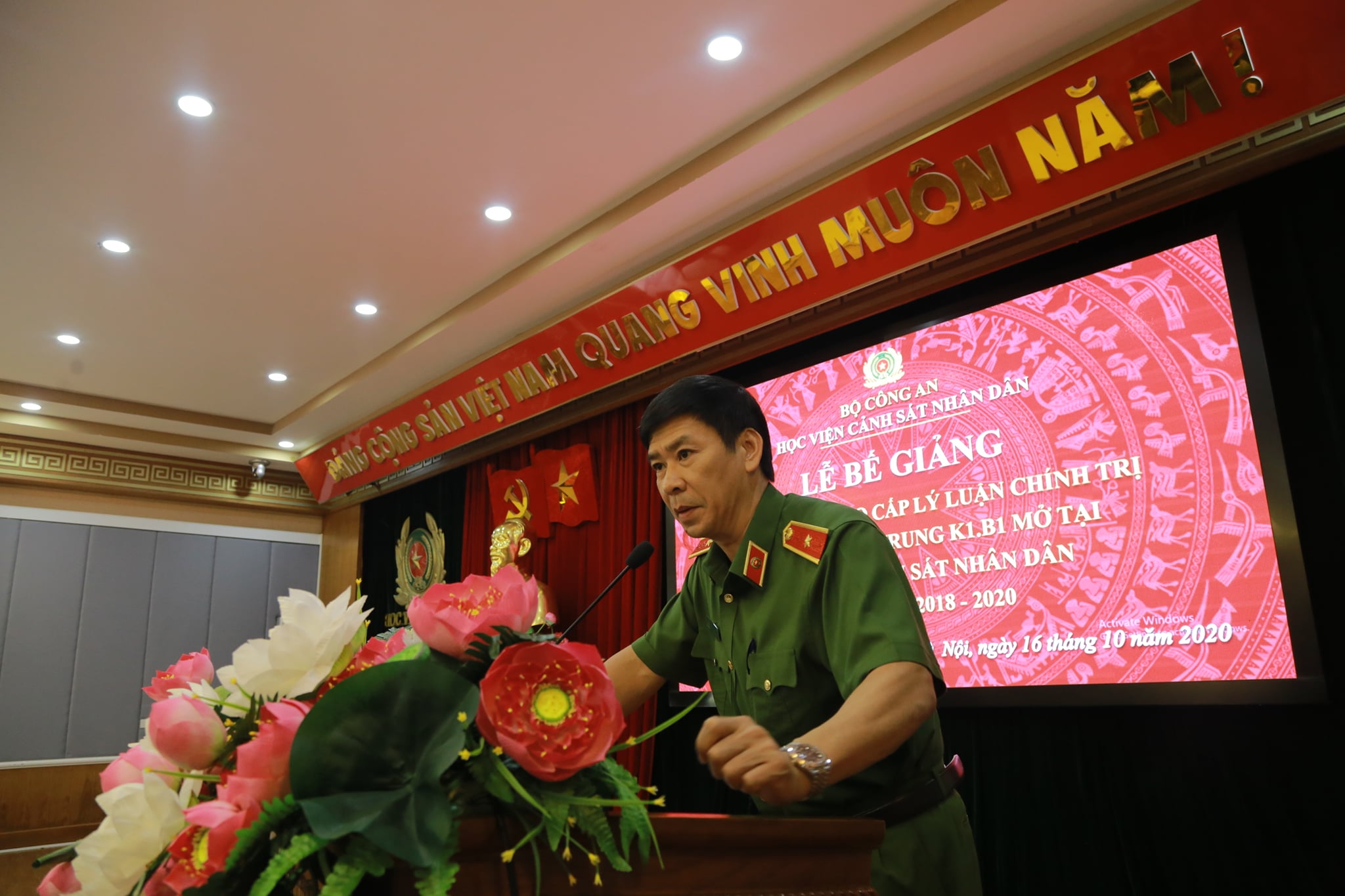 Thiếu tướng, GS.TS Trần Minh Hưởng phát biểu tại buổi Lễ
