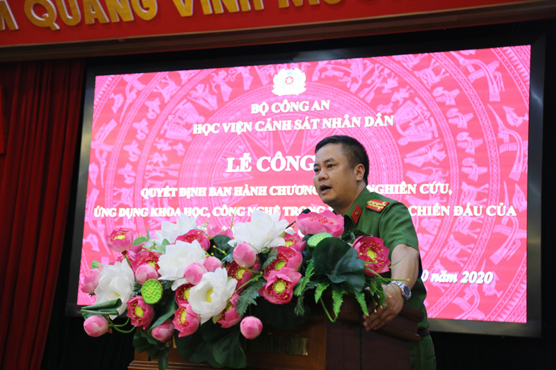 Đại tá PGS, TS Phạm Công Nguyên - Phó Giám đốc Học viện CSND phát biểu tại chương trình
