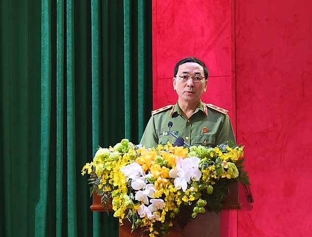 Thứ trưởng Trần Quốc Tỏ phát biểu khai trương Cổng dịch vụ công Bộ Công an.