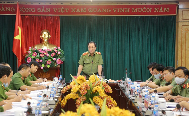Thượng tướng Nguyễn Văn Thành, Uỷ viên Trung ương Đảng, Thứ trưởng Bộ Công an phát biểu chỉ đạo tại buổi làm việc