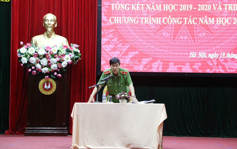 Thiếu tướng, GS.TS Trần Minh Hưởng, Giám đốc Học viện phát biểu kết luận tại Hội nghị