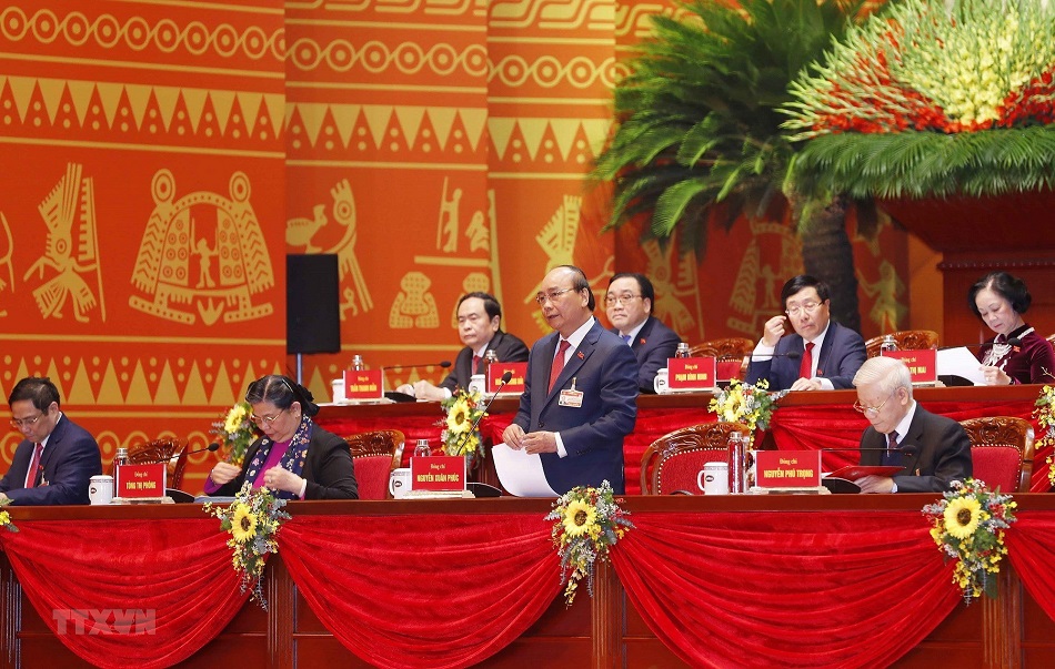 Đồng chí Nguyễn Xuân Phúc, Ủy viên Bộ Chính trị, Thủ tướng Chính phủ thay mặt Đoàn Chủ tịch điều hành Đại hội.