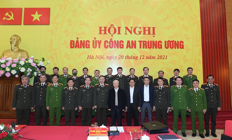 Tổng Bí thư Nguyễn Phú Trọng; Thủ tướng Chính phủ Phạm Minh Chính; Đại tướng Tô Lâm cùng các đại biểu dự Hội nghị