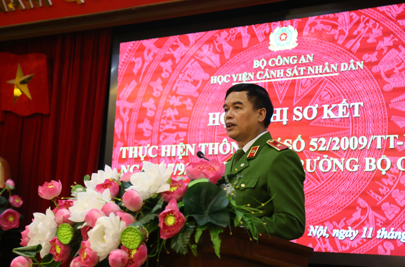 Thiếu tướng, GS.TS Nguyễn Đắc Hoan - Phó Giám đốc Học viện phát biểu chỉ đạo tại Hội nghị