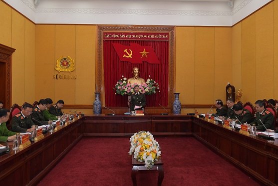Bộ trưởng Tô Lâm phát biểu chỉ đạo tại buổi làm việc.