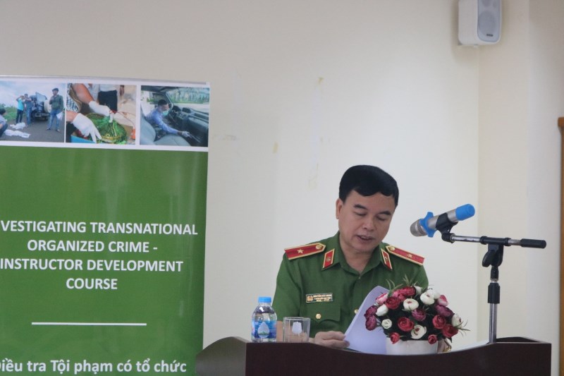 Thiếu tướng, GS.TS Nguyễn Đắc Hoan - Phó Giám đốc Học viện phát biểu khai mạc