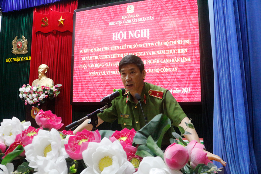 Thiếu tướng, GS. TS Trần Minh Hưởng, Giám đốc Học viện phát biểu chỉ đạo tại hội nghị