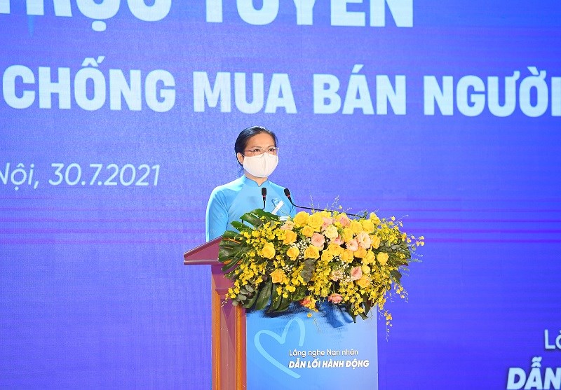 Chủ tịch Hội Liên hiệp Phụ nữ Việt Nam Hà Thị Nga phát biểu khai mạc sự kiện