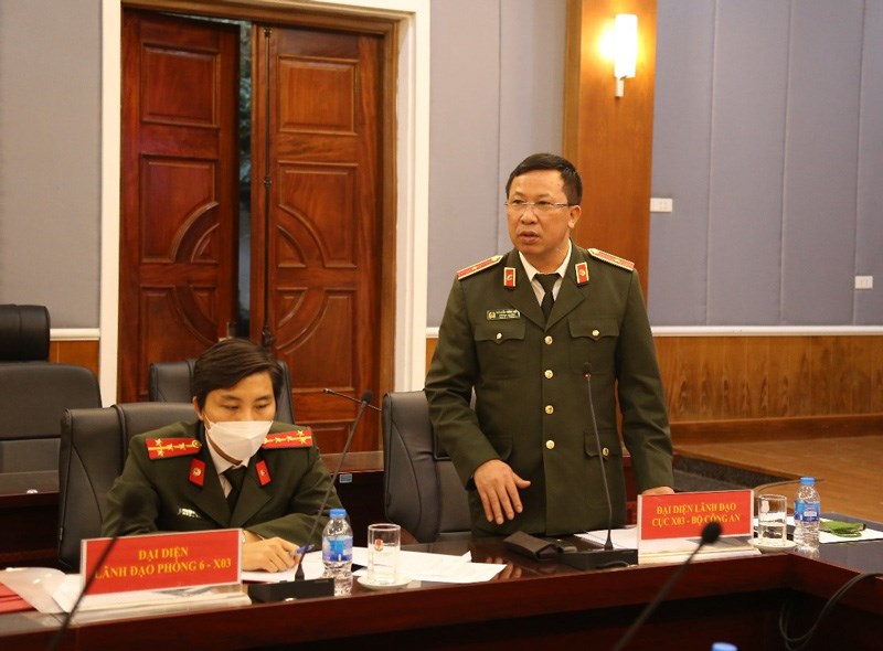 Thiếu tướng Nguyễn Công Bẩy, Phó Cục trưởng Cục Công tác đảng và Công tác chính trị, Bộ Công an phát biểu tại buổi lễ