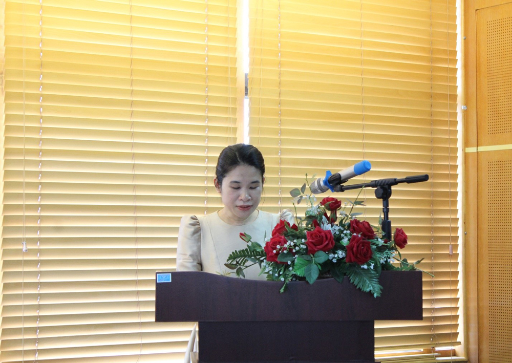 Bà Nguyễn Nguyệt Minh phát biểu tại buổi lễ