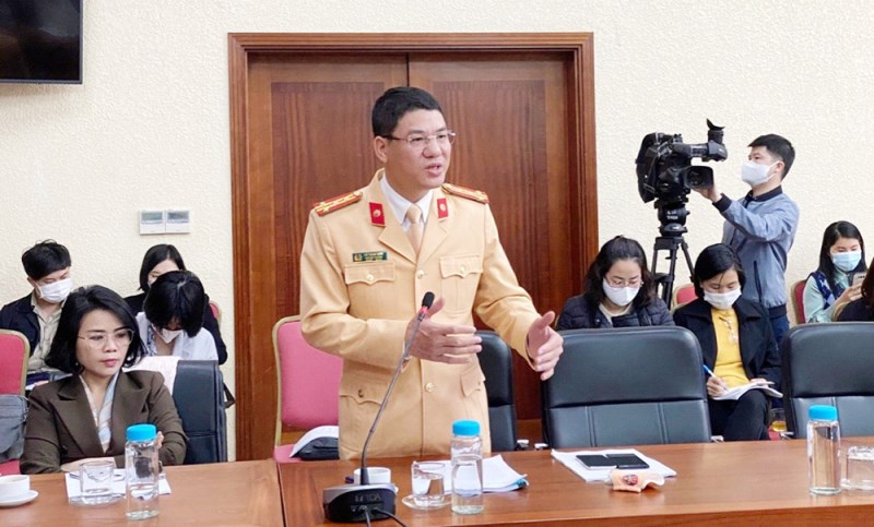 Phó Cục trưởng Cục Cảnh sát giao thông Đỗ Thanh Bình phát biểu tại Hội nghị do Tổng cục Đường bộ Việt Nam tổ chức