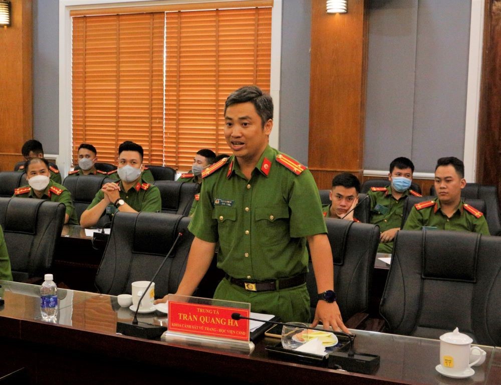 Trung tá Trần Quang Hà, Khoa Cảnh sát vũ trang phát biểu tại buổi tọa đàm