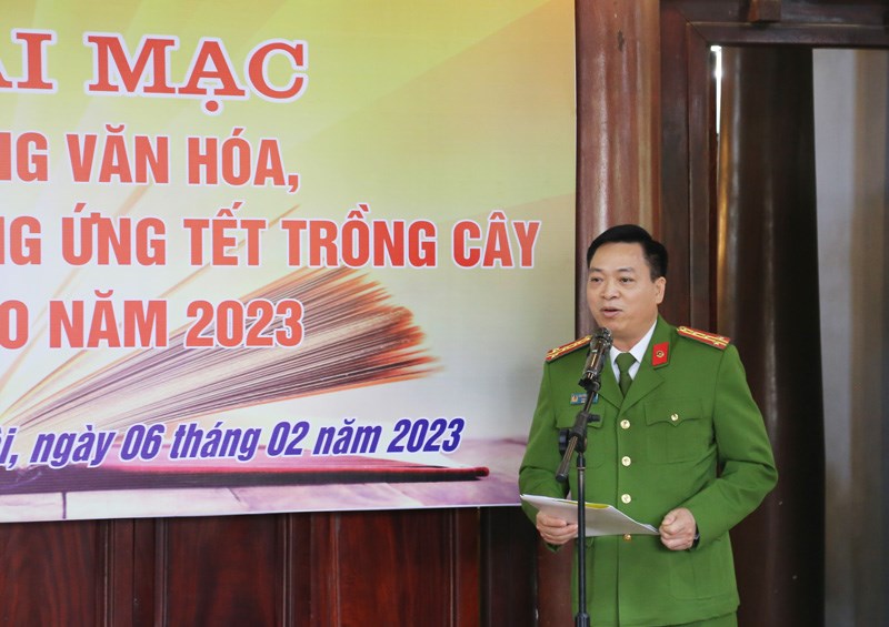 Đại tá, TS Nguyễn Đăng Sáu, Phó Giám đốc Học viện tuyên bố khai mạc các hoạt động chào Xuân 2023