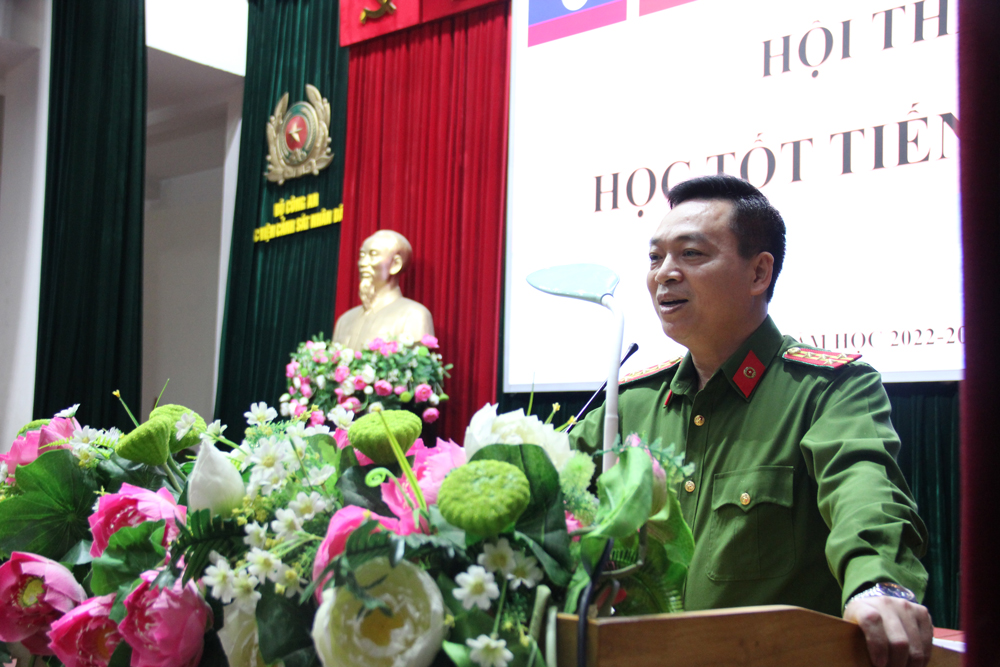 Đại tá, TS Nguyễn Đăng Sáu, Phó Giám đốc Học viện phát biểu chỉ đạo tại Hội thi