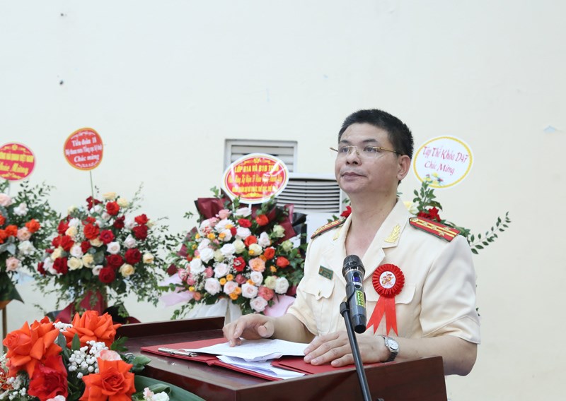 Đại tá, TS. Phạm Ngọc Cường - Trưởng Khoa QSVT-TDTT trình bày diễn văn kỷ niệm Ngày truyền thống của đơn vị