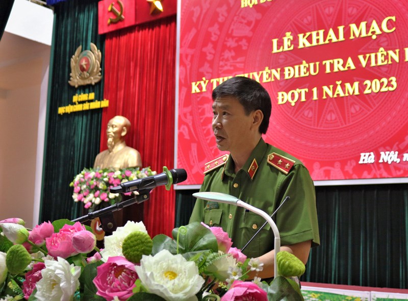 Trung tướng, GS.TS Trần Minh Hưởng, Giám đốc Học viện CSND phát biểu tại buổi lễ